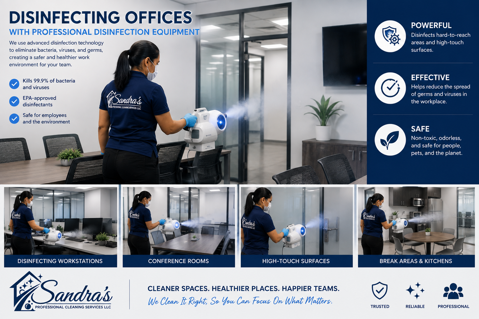 Sandra's team disinfecting an office in Orlando